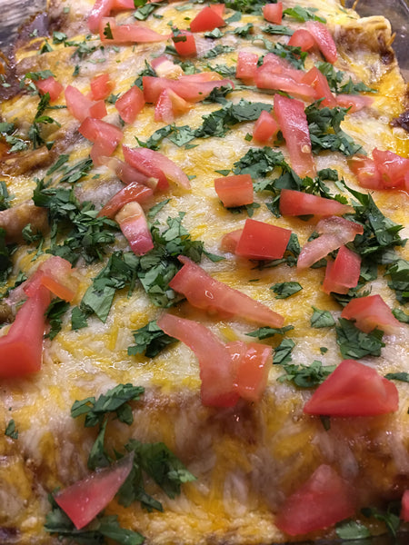Green Chili Chicken Enchiladas with Red Enchilada Sauce